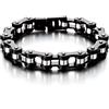 COOLSTEELANDBEYOND Maschile Nero Argento Due Toni Bracciale da Uomo, Catena di Bicicletta Moto, Acciaio Inossidabile, Lucidato a Specchio
