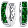 Bling Jewelry Piccolo Quadrato Taglio Principessa Simulazione Smeraldo Verde CZ Channel Set K-Pop Huggie Hoop Orecchini Per Donne Uomo Cubic Zirconia .925 Argento
