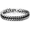 COOLSTEELANDBEYOND Acciaio Inossidabile Argento Nero Due Toni Barbozzale Bracciale da Uomo, Satinato