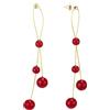 COOLSTEELANDBEYOND Boemo Lunga Pendenti Orecchini Statement Orecchini Rosso Pietre Chandelier Lampadario Nappa