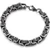 COOLSTEELANDBEYOND Bracciale Uomo Catena Bizantina Vintage, Design a Maglie in Acciaio Inossidabile Ossidato, Regalo Gotico Punk Biker
