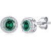 Qings Orecchini Smeraldo Argento per Donna, Orecchino Nichel Free con Solitario Smeraldo
