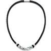 COOLSTEELANDBEYOND Nero Intrecciato Pelle Collana con Piuma Pendente e Blu Pietre, Tribal Annata, Uomo Donna