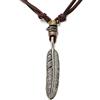 COOLSTEELANDBEYOND Stile Retrò, Piuma Ciondolo, Collana con Pendente da Uomo Donna, con Cavo in Marrone Pelle Regolabile