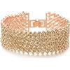 COOLSTEELANDBEYOND Scintillanti Donna Strass Pavé Cluster Largo Bracciale Bling Bling