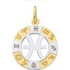 generico CIONDOLO IN ORO GIALLO E BIANCO 18K, 750, SEGNO ZODIACALE, PESCI, TONDO, DIAMETRO 20 MM MADE IN ITALY.