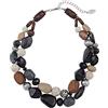 Bocar Collana a 2 Strati con Perline Grosse in Resina, Idea Regalo per Donna (NK-10384-Black)