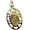 generico CIONDOLO MEDAGLIA IN ORO GIALLO 18K, 750, PADRE PIO DI PIETRELCINA, CON CORNICE A CUORI.