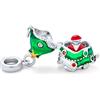 Bling Jewelry Verde Decorato Albero Di Natale Holiday Nascosto Santa Claus Medaglione Dangle Charm Per Le Donne Adolescenti Smalto Cristallo .925 Argento Sterling Si Adatta Bracciale Europeo