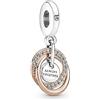 PANDORA Ciondolo Moments a forma di cerchio in argento Sterling e placcato in oro rosa 14k con zirconia cubica trasparente