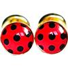 Generisch Orecchini cabochon in argento Sterling 925 con coccinella dorata, a pois, 8 mm, oro