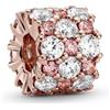 PANDORA Timeless Ciondolo placcato in oro rosa 14 k con zirconi cubici trasparenti e rosa fairy tale, Scintillio Rosa E Trasparente