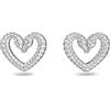 Swarovski Orecchini a lobo Una, Cuore, Piccalo, Bianchi, Placcato rodio