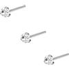 PIERCINGLINE - Set di 3 piercing da naso in argento Sterling 925, con cristalli rotondi, pieghevole, set a scelta, Argento, zirconia cubica
