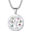 Suplight Collana Personalizzata Donna Acciaio Albero della Vita Rotondo Collana Donna Personalizzata con Pietra e Nome Collana Acciaio Personalizzata Donna Collana Oro con Nome Regalo Donna e Ragazza