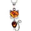 SilverAmber Jewellery - Vera ambra baltica & ciondolo gatto in argento sterling senza catena - GL2011, Argento sterling, Ambra miele
