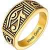 PROSTEEL Anello da uomo Personalizzabile con occhio di Ra Horus, anello con croce Ankh, gioielli egiziani, in acciaio inossidabile/placcato oro/nero, Taglia 14.5/17/19.75/22.25/25/27.5/30/32.5