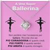 Bramart Collana Donna Ballerina Idea regalo per lei Finitura in Argento o Oro, Idee Regali Ciondolo a Cuore per ballerine donna saggio danza - Cofanetto con DEDICA incluso (Ballerina)