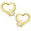 Sakrami Orecchini in Oro Cuore Punto Luce Kids Collection + Gioiello con scatola Personalizzata + Idea Regalo per Bambina e Ragazzina per Nascita, Battesimo e Comunione Occasioni Speciali + Confezione regalo