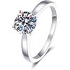 StarGems 0.5ct Moissanite 925 Placcato Platino Argento Classica Squillo B4507-0.5ct-9