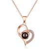 Kiddo Sky Collana con Proiezione di Foto Personalizzata con Foto All'interno, Collana in Argento Sterling per Donna, Ti Amo in 100 Lingue, Collana Commemorativa con Foto e Scatola Regalo (Oro rosa)