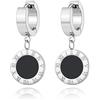 FUSHENGTER Orecchini Donna S925 Orecchini A Bottone Clip Per Orecchio Donne Con Numeri Romani, Cerchio, Orecchini Femminili In Acciaio Nero
