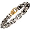 ForFox Bracciale a maglie a forma di U in acciaio inossidabile titanio bicolore con rune vichinghe per uomo 10mm 23cm