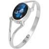 mantraroma Anello da donna in argento 925 con pietra preziosa labradorite blu semplice e moderno