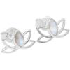 Jay Jools Orecchini in argento Sterling 925 con pietra di luna | Orecchini alla moda a forma di fiore di loto per donne e ragazze, orecchini a perno con pietra di luna arcobaleno, argento Sterling con pietre di