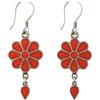 Tibetan Silver Bellissimo Fatti a Mano Compresso Corallo Rosso Pietre Preziose Intarsio Forma di Fiore Moda Orecchino per Donne Placcato Argento 925 Etnico Zingaro Boho Orecchino Gioielli