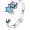 Teleye Anello con Apertura Floreale Anello di Fidanzamento in Argento Sterling 925 per Donna