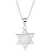 Bling Jewelry Collana Con Ciondolo A Forma Di Stella Di Davide In Opale Bianco Creato Con Incastro Giudaico Personalizzato Per Hanukkah Per Donne Adolescenti Argento Sterling .925 Inciso Su Misura