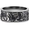 ForFox Anello Egiziano Vintage in Argento Sterling 925 Nero in Rilievo Ankh Anubis Horus Scarabeo Faraone Sfinge per Uomo Donna,Taglia 22