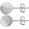 Beautiful Jewellery Company Coppia di orecchini a perno in argento Sterling massiccio da 8 mm, con howlite bianca naturale, con chiusura a farfalla in howlite 925, Argento sterling, Howlite