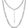 PROSTEEL Collana da Uomo Personalizzata, 1-6 Nomi Inicisi, Catena Cubana Miami in Acciaio Inossidabile 316L, Larghezza 5mm/7mm, Lunghezza Regolabile 45cm/50cm+5cm
