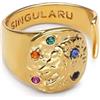 SINGULARU - Anello Organic Colors Zodiac. Ottone con Placcatura in oro 18 kt e Zirconia. Gioielli da donna.