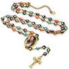 FaithHeart Collana Rosario Medaglia HD Foto Uomo Donna Crocifisso Pregheria Collana Croce Cattolica Personalizzata Catena Colorata con Perline Ciondolo Crocifisso Gioielli Religiosi