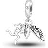 C S D B Charm in argento Sterling 925 con perline per atleta e collana, Metallo