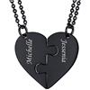U7 Collana Puzzle Personalizzata 2 Pezzi Collana per BBF Coppia Amici Famiglia Ciondolo Cuore Personalizzato Acciaio Inossidabile Placcato Nero Catena Regolabile 40+5 cm Regalo per Donna Natale