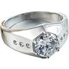 Mesnt Anello in Acciaio Inox Anelli Uomo Goth Anello Solitario con Zirconi Anello Acciaio Argento Taglia 27