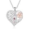 Grovjewfit Collana Personalizzata Donna Con Nome, Ciondolo A Cuore Con Pietre Di Nascita, Regalo Di Natale Per Mamma, Nonna, Idea Regalo Festa Della Mamma (3 stones)