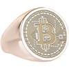 WORLD WIDE GEMS Segno Bitcoin in argento sterling 925 | Anello placcato argento | Anelli con sigillo rotondi 15x15 mm | Misura della fascia US 5-12,5 Avelaibal | WDRG_0703