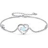 Cuoka Braccialetto in argento Sterling 925 con cuore opale/turchese, con scritta I Love You to the Moon and Back, regolabile, regalo per San Valentino, per donne e ragazze, 5 UK, Acciaio