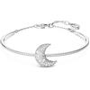 Swarovski Luna Bracciale Rigido, con Cristalli Swarovski, Chiusura a Moschettone, Placcato in Tonalità Rodio, Bianco