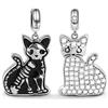 GNOCE Charm Ciondolo Gatto in Agento S925 Gatto di Schrödinger Charm Bead con Zirconi per bracciali e Collana Regalo di Natale per Famiglia Moglie Figlia Amico