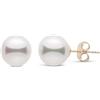 PERORNO Orecchini Perle Coltivate Akoya Giapponesi 8 mm, Oro Giallo 18K, Design Rotondo con Alta Lucentezza, Colore Bianco, Gioielli Eleganti Donna