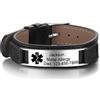 kaululu Bracciale Pelle Donna Uomo Personalizzato in Acciaio con Nome Incisione Braccialetti Uomo con Nomi Personalizzabile Bracciale per Papa Regalo di Compleanno
