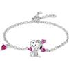 GNOCE Bracciale Peanuts Snoopy Cuore Argento Sterling 925 Regolabile - Gioielli Regalo Ragazze Bambini