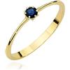 MARKO Anello di fidanzamento da donna in oro con zaffiro 0.15Ct in montatura a forma di fiore, oro 14 Carati (585) | Anello in oro con scatola inclusa | Anello in oro per donna (Zaffiro, 62 (19.8))