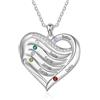 kaululu Collana da donna personalizzata con Incisione dei Nome Ciondolo di Cuore Collana di Famiglia con Pietra di Nascita per Mamma Regali per Festa Della Mamma Gioielli Donna